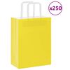 vidaXL Paper Bags 250 pcs with Handles Yellow 21x11x28 cm