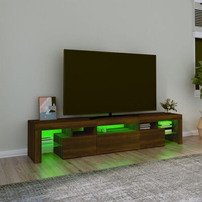 vidaXL TV Cabinet with LED Lights Brown Oak 200x36.5x40 cm