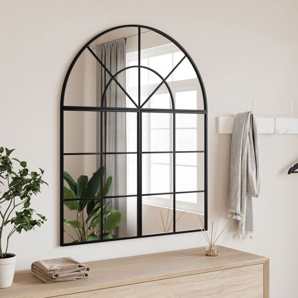 vidaXL Wall Mirror Black 80x100 cm Arch Iron