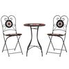 vidaXL Mosaic Bistro Set Terracotta and White Iron and Ceramic