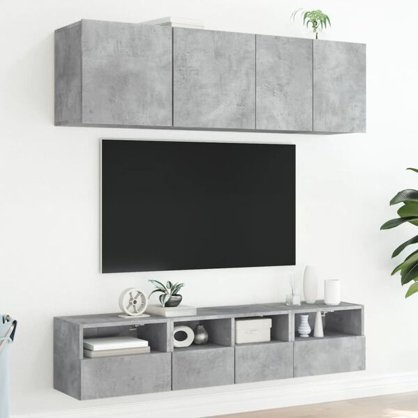 vidaXL TV Wall Cabinets 2 pcs Concrete Grey 40x30x30 cm Engineered Wood