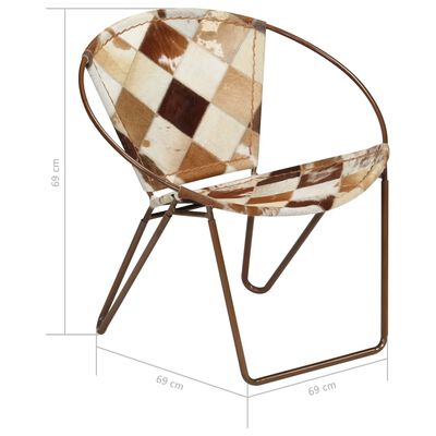 vidaXL Chair Diamond Brown Real Leather
