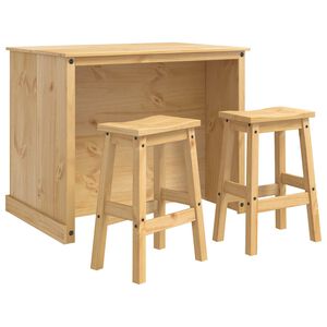 vidaXL Kitchen Island Set 3 pcs Honey Wax 112 x 77 x 91.5 cm