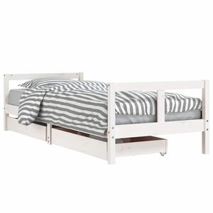 vidaXL Kids Bed Frame with Drawers White 80x200 cm Solid Wood Pine