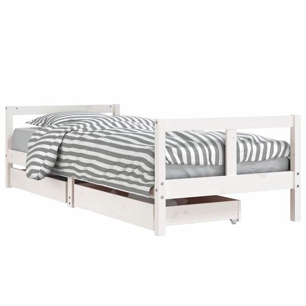 vidaXL Kids Bed Frame with Drawers White 80x200 cm Solid Wood Pine