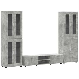 vidaXL TV Cabinet Set with Drawer FLORIN Concrete Grey Engineered Wood