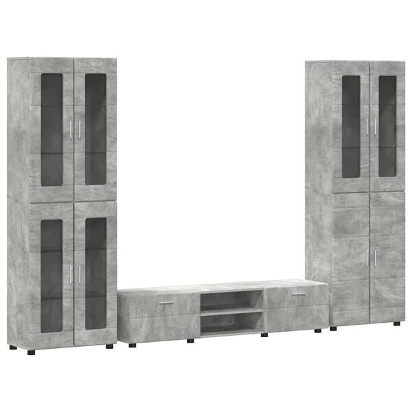 vidaXL TV Cabinet Set with Drawer FLORIN Concrete Grey Engineered Wood