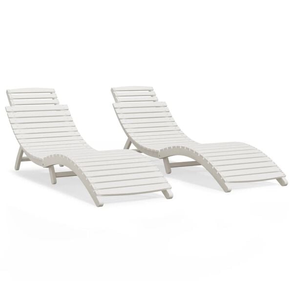 vidaXL Sun Loungers 2 pcs White 184x55x64 cm Solid Wood Acacia
