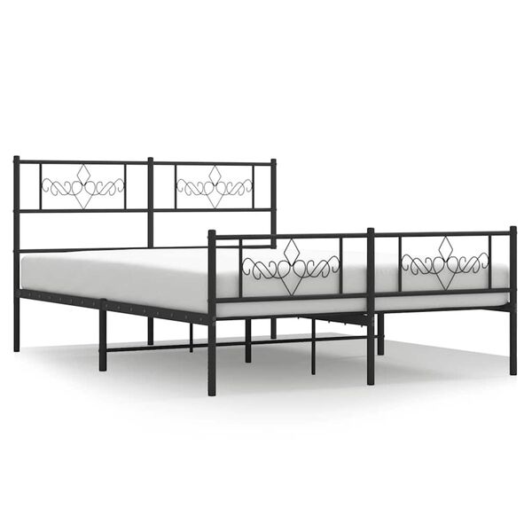 vidaXL Metal Bed Frame without Mattress with Footboard Black 135x190cm