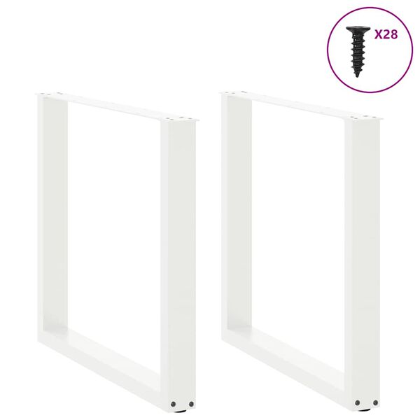 vidaXL Dining Table Legs U-Shaped 2 pcs White 80x(72-73) cm Steel