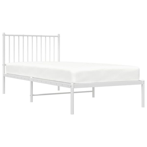 vidaXL Metal Bed Frame without Mattress with Headboard White 90x200cm