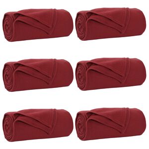 vidaXL Throw Blankets 6 pcs Bordeaux Red 270 x 240 cm 5.08 kg Fleece