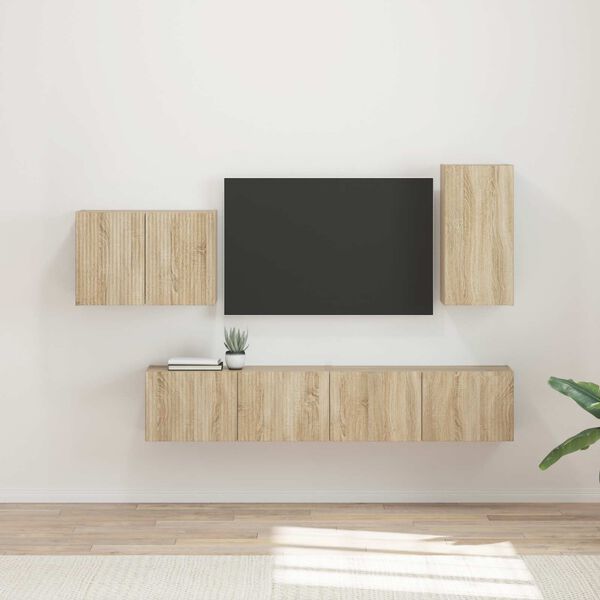 vidaXL TV Wall Cabinet Set 4 pcs Sonoma Oak Engineered Wood