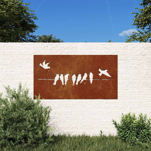 vidaXL Garden Wall Decoration 105x55 cm Corten Steel Bird Design