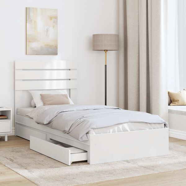 vidaXL Storage Bed with Headboard White 75 x 190 cm Engineered Wood