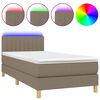 vidaXL Box Spring Bed with Mattress&LED Taupe 90x190cm Fabric