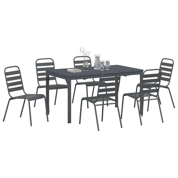 vidaXL Garden Dining Set 7 pcs Anthracite Powder-coated Steel
