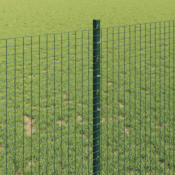 vidaXL Fence with Post Green 1 x 50 m Steel and PVC