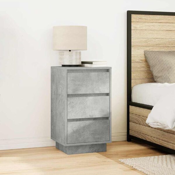 vidaXL Bedside Cabinet with LED Lights&nbsp;Concrete Grey 38x34x65 cm