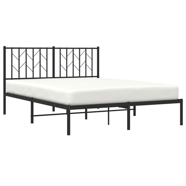 vidaXL Metal Bed Frame without Mattress with Headboard Black 140x190cm