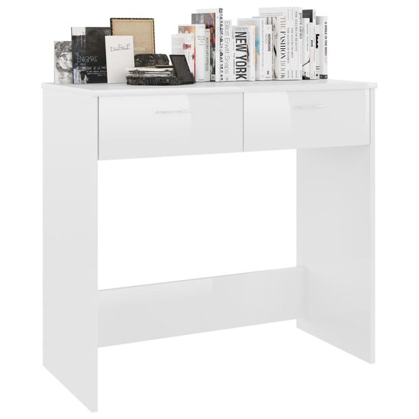 vidaXL Desk High Gloss White 80x40x75 cm Engineered Wood