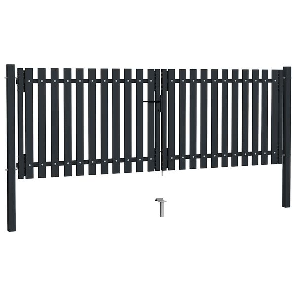 vidaXL Double Door Fence Gate Steel 300x75 cm Anthracite
