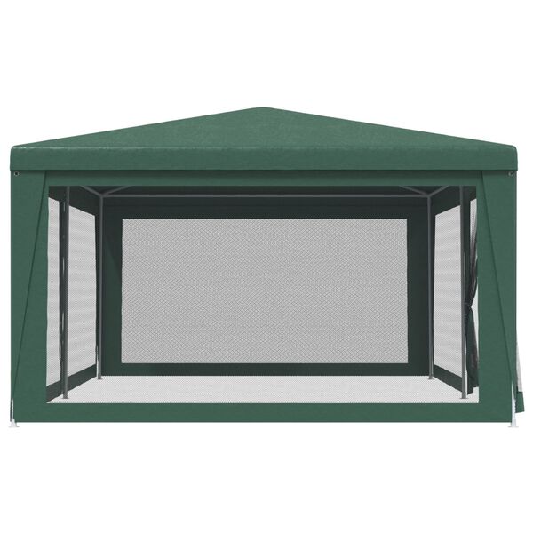 vidaXL Party Tent with 6 Mesh Sidewalls Green 6x4 m HDPE