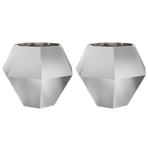 vidaXL Planter 2 pcs Silver 100 x 100 x 80 cm Stainless Steel