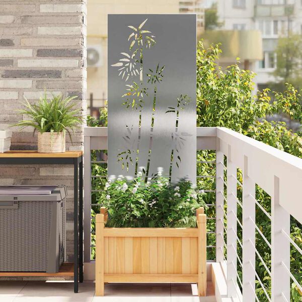 vidaXL Garden Privacy Screen Floral Silver 50 x 140 cm Stainless steel