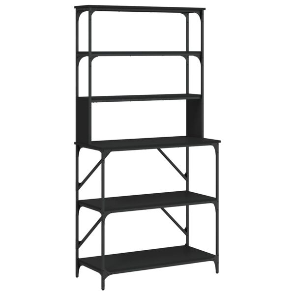 vidaXL Baker's Rack 6-Tier Black 90x40x180 cm Engineered Wood