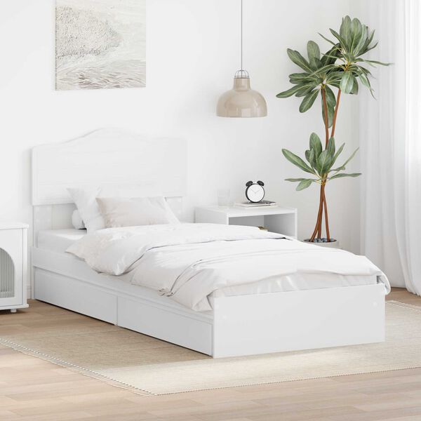 vidaXL Storage Bed with Headboard White 90 x 200 cm Engineered Wood