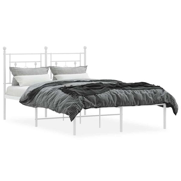 vidaXL Metal Bed Frame without Mattress with Headboard White 120x190cm