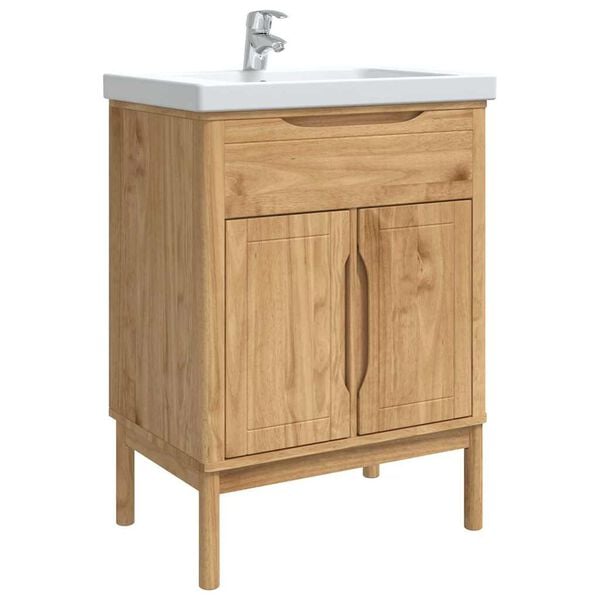 vidaXL Bathroom Sink Cabinet with Door FLORO Wax brown 60 x 40 x 80 cm