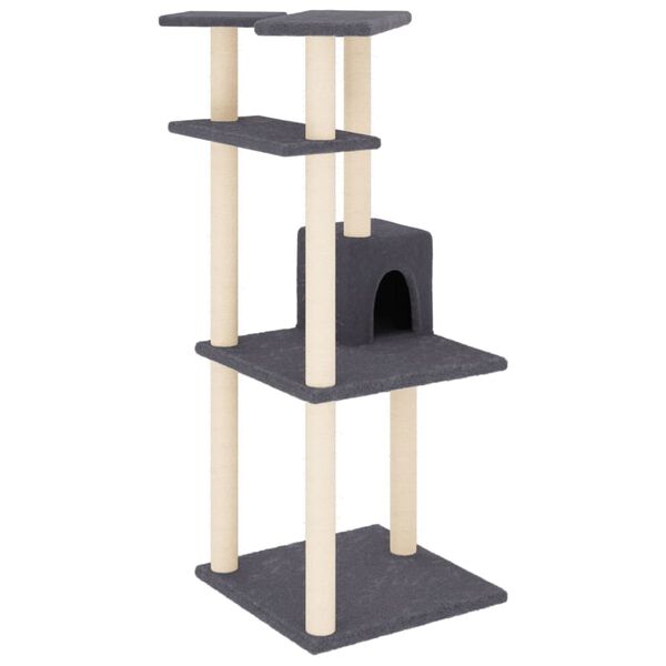 vidaXL Cat Tree with Sisal Scratching Posts Dark Grey 123 cm