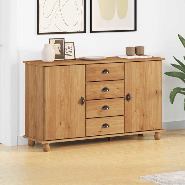 vidaXL Sideboard with Drawer ASKIM 133.5 x 40 x 79 cm Solid pine wood