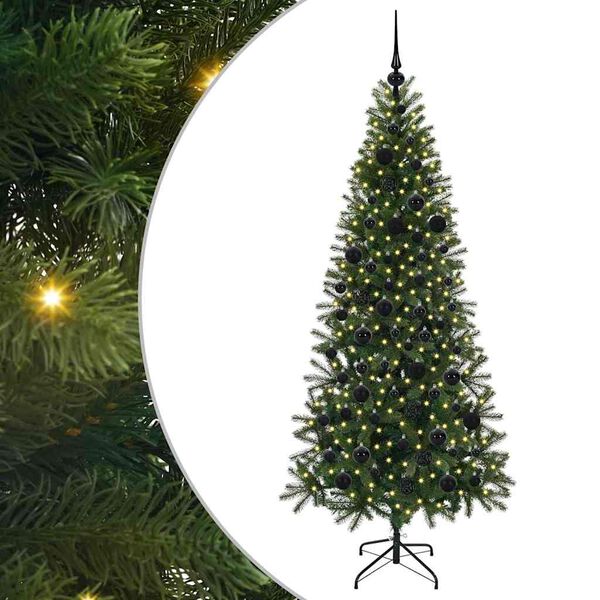vidaXL Artificial Christmas Tree with 300 LEDs Green 180 cm PE and PVC