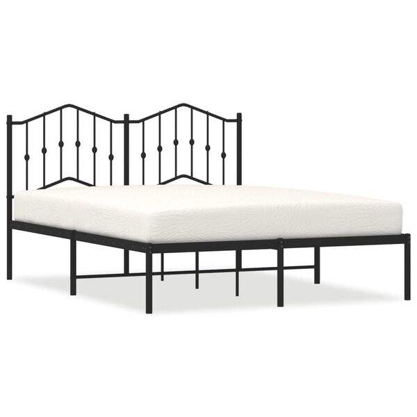 vidaXL Metal Bed Frame without Mattress with Headboard Black 140x200cm