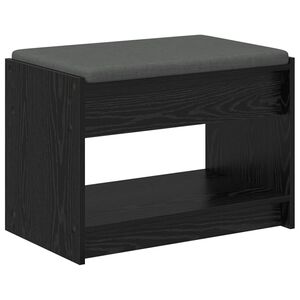 vidaXL Hall Bench Black Oak 63 x 38 x 45 cm Engineered Wood and Fabric