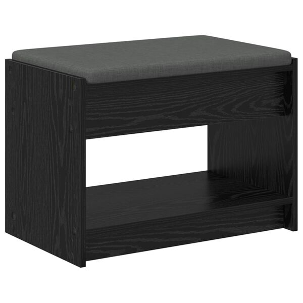 vidaXL Hall Bench Black Oak 63 x 38 x 45 cm Engineered Wood and Fabric