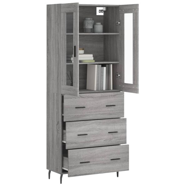vidaXL Highboard Grey Sonoma 69.5x34x180 cm Engineered Wood
