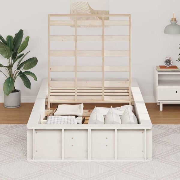 vidaXL Bed Frame White 90 x 200 cm Solid Pine Wood