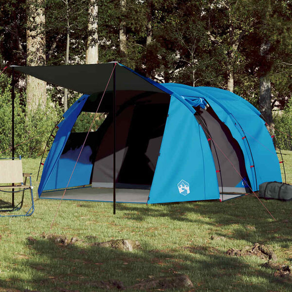 vidaXL Camping Tent Tunnel 4-Person Blue Waterproof