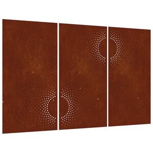 vidaXL Garden Wall Decorations 3 pcs 105x55 cm Corten Steel Sun Design