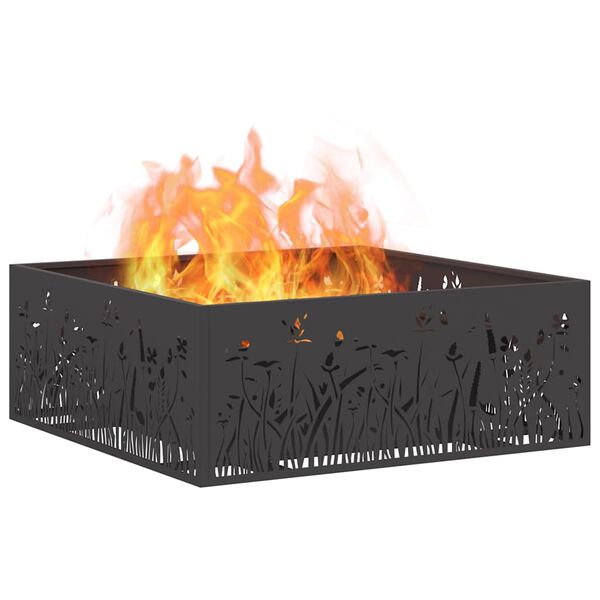 vidaXL Fire Pit Black 80 x 80 x 30 cm Steel