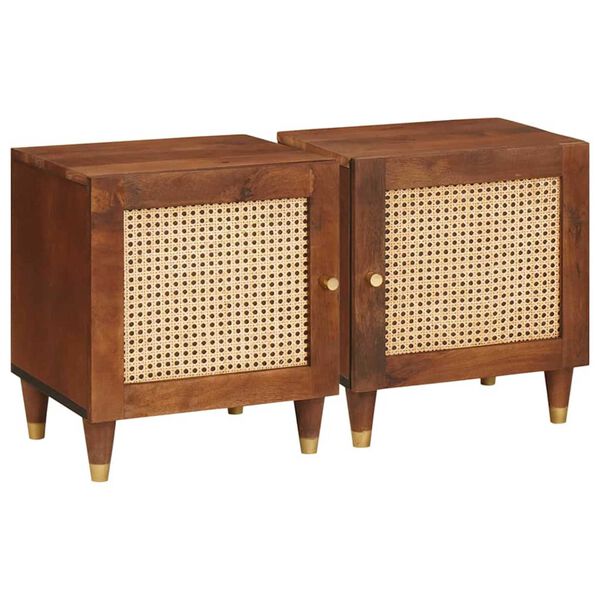 vidaXL Bedside Cabinet 2 pcs Brown 40 x 33.5 x 46 cm Solid Acacia wood