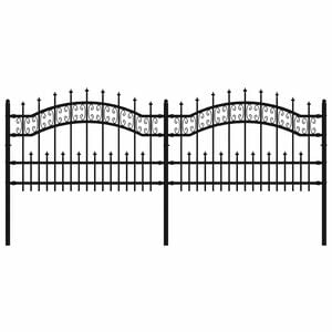 vidaXL Garden Fence with Spear Top Black 240x75 cm Powder-coated Steel