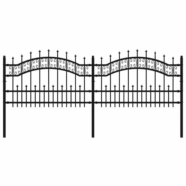 vidaXL Garden Fence Kampen with Spear Top Black 240x75 cm Steel