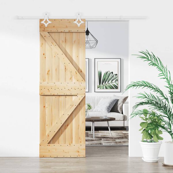 vidaXL Sliding Door with Hardware Set 70x210 cm Solid Wood Pine