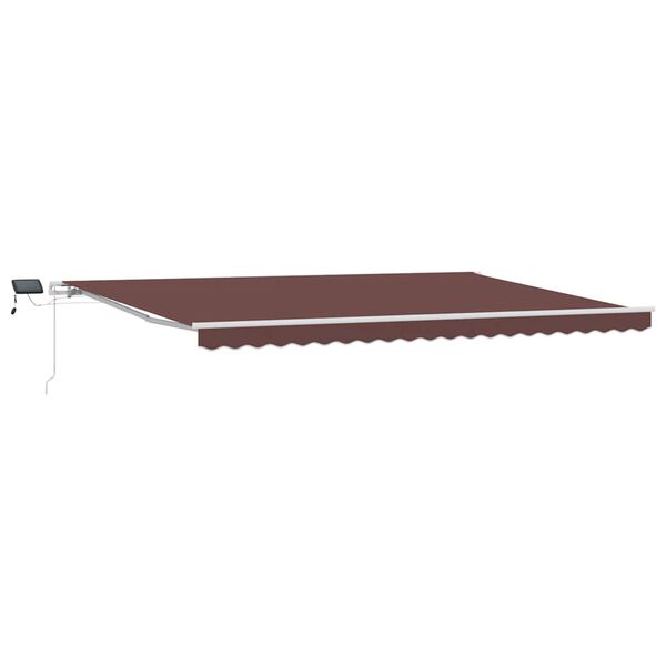 vidaXL Manual Retractable Awning with LED Brown 500x300 cm