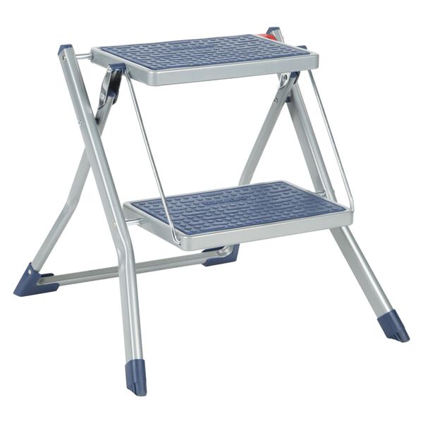 Escalo Foldable Step Stool 150 kg Metal Grey and Blue